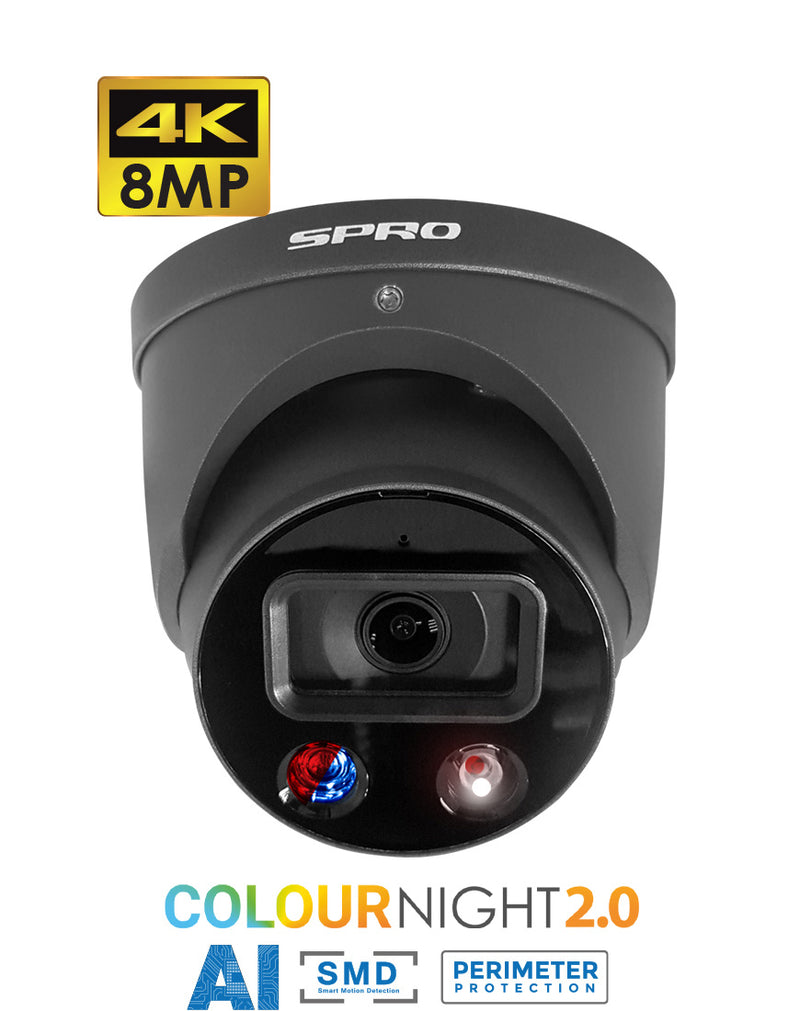 SPRO 8MP IP Smart Dual Illumination Turret with Active Deterrence