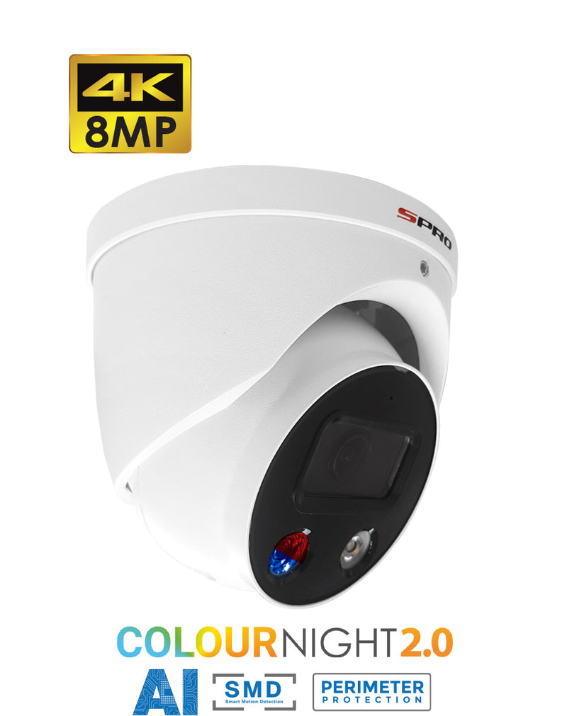 SPRO 8MP IP Smart Dual Illumination Turret with Active Deterrence