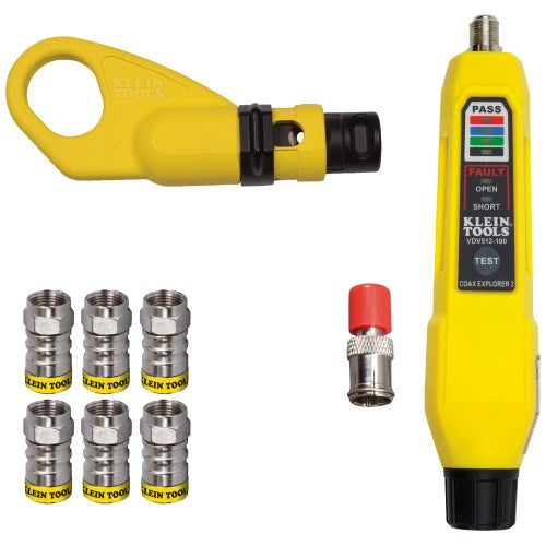 Klein Tools Coax Push-ON Connectors, Strip and Test Kit