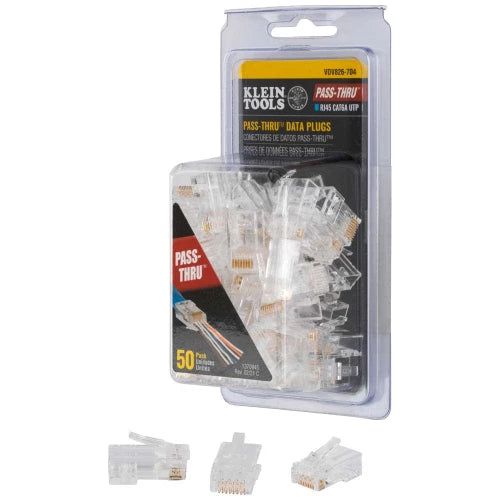 Klein Tools Pass-Thru™ Modular Data Plugs, RJ-45-CAT6A, UTP, 50-Pack