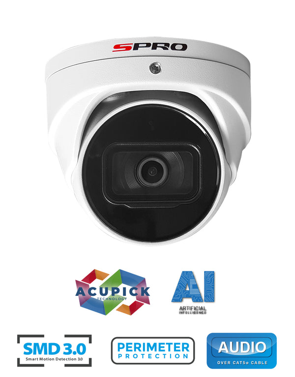 SPRO 8MP IP Turret Camera 2.8mm 50m IR AI PRO (White)