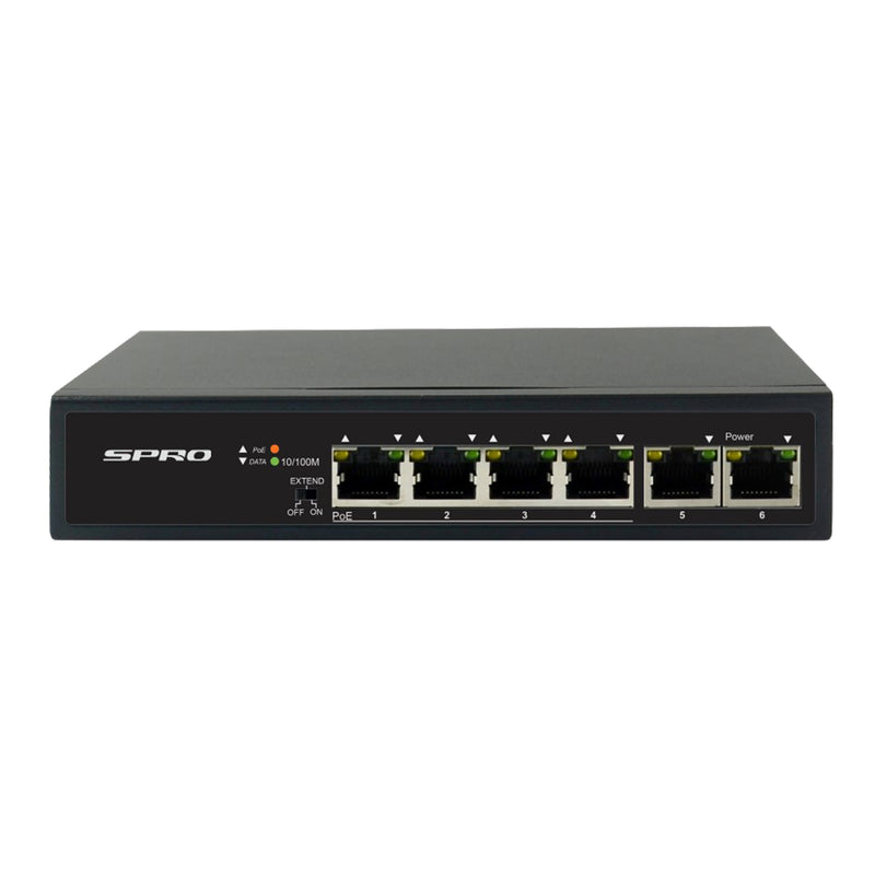 SPRO 4 Port PoE Switch with 2 uplink ports