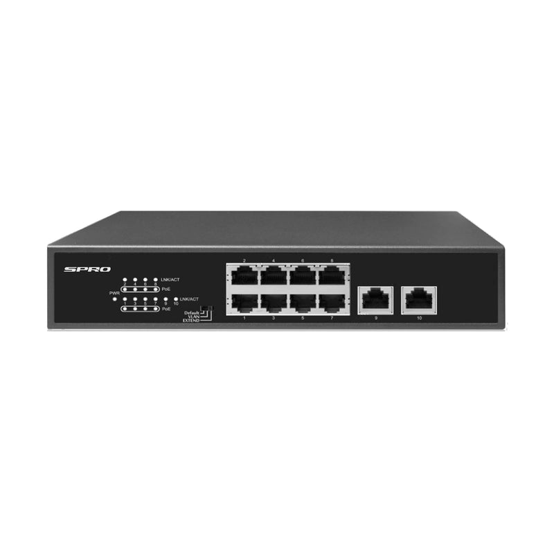 SPRO 8 Port PoE Switch with 2 uplink ports