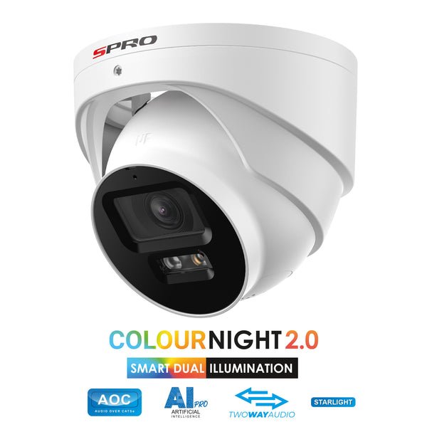 SPRO 4MP IP Smart Dual Illumination Turret with COLOUR NIGHT 2.0 & Built-in Speaker