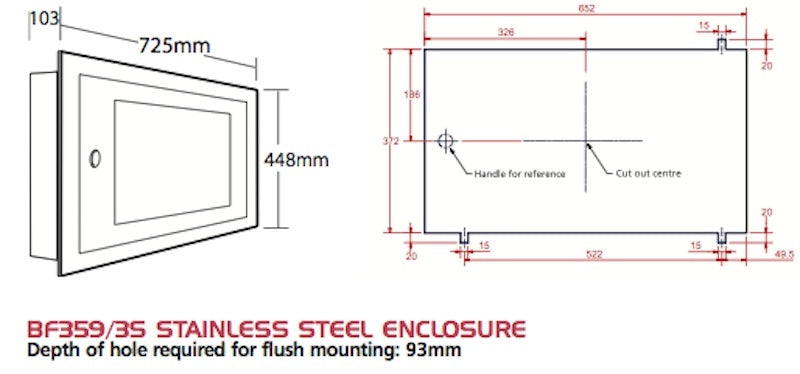 Glazed Stainless Steel Enclosure, shallow