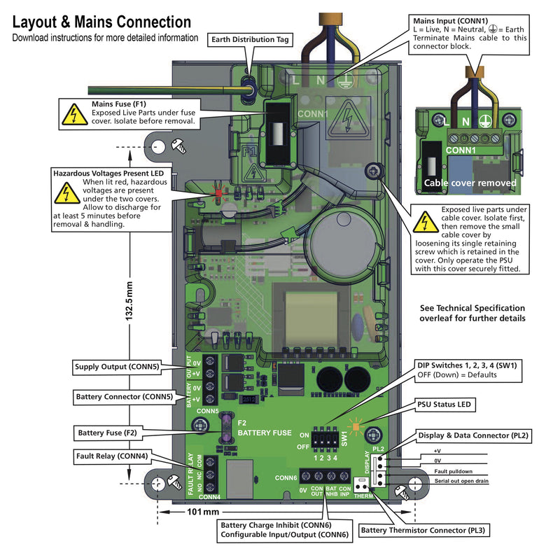 24V 1.5A Encased Switch Mode PSU to EN54-4/A2